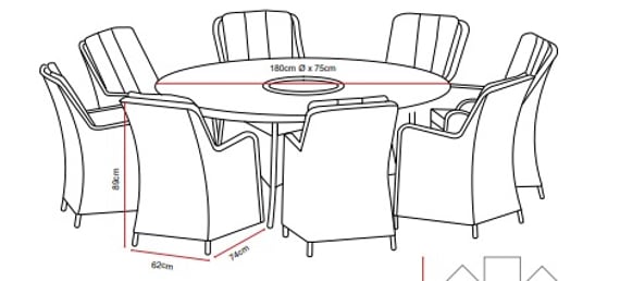 Lichfield Rapello 6 Seat Dining Set Set Dimensions
