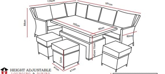 Lichfield Rapello Casual Dining Set with Adjustable Table Dimensions