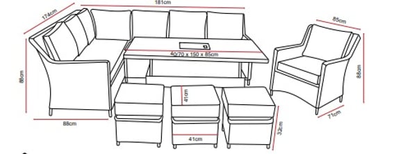 Lichfield Rapello Large Casual Dining Set with Adjustable Table Dimensions