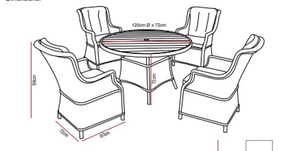 Lichfield Campania 4 Seat Set Dimensions