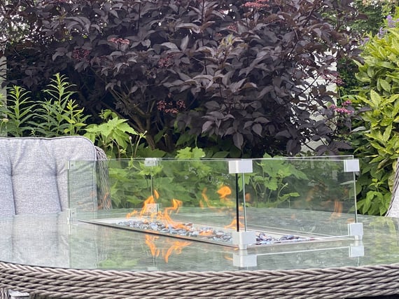 Lichfield Campania 6 Seat Oval Dining Set with Firepit Table