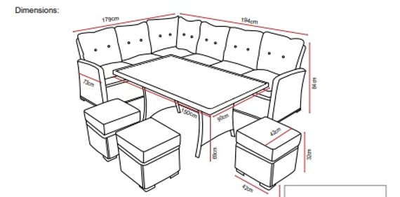Lichfield Campania Large Corner Suite with Firepit Dimensions