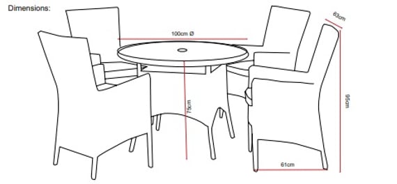 Lichfield Morpeth 2 Seat Bistro Set Dimensions