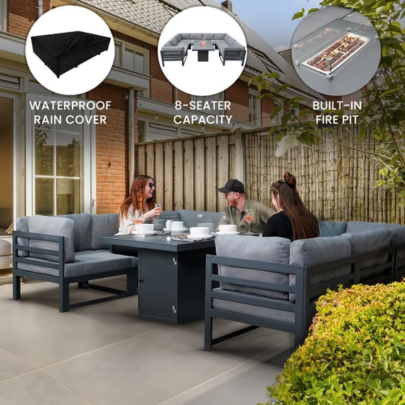 Modular garden furniture fire pit anthracite lifestyle