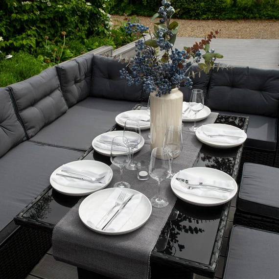 Black rattan corner set dimensions