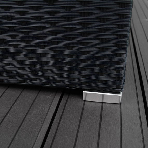 Black rattan corner set front view