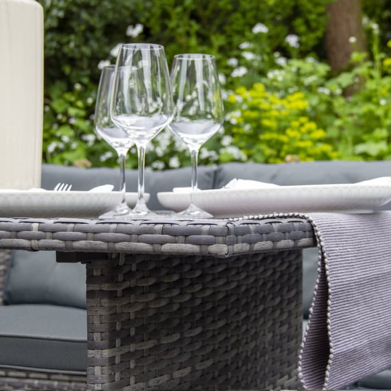 Grey rattan corner set angle view