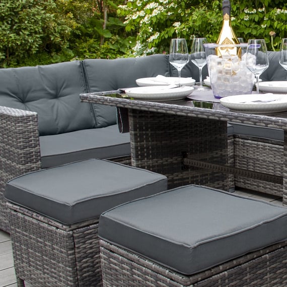 Grey rattan corner set front view