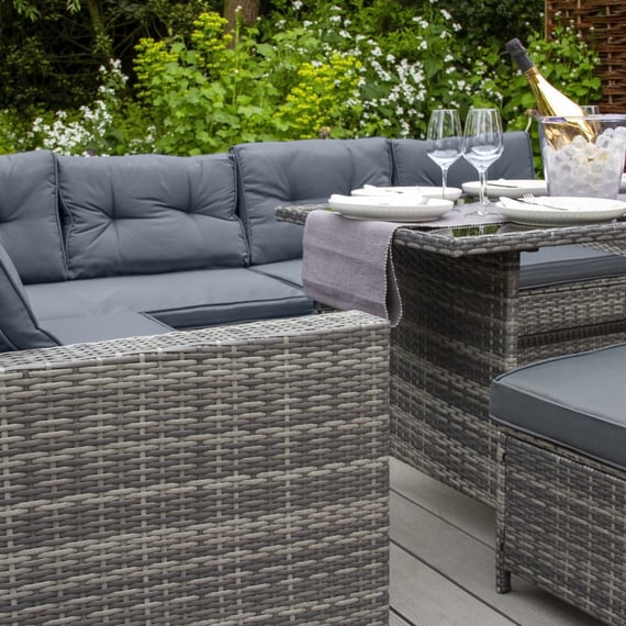 Grey rattan corner set overhead view