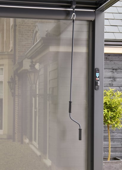 Nexus Grey Aluminium Pergola - Manual Crank Handle and Keypad
