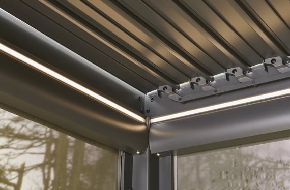 Nexus Grey Aluminium Pergola - Interior White LED Strip Lit