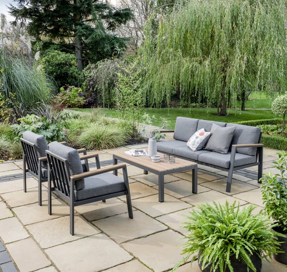 Norfolk Collection Easton Anthracite 6 Seater Dining Set with Polywood Table