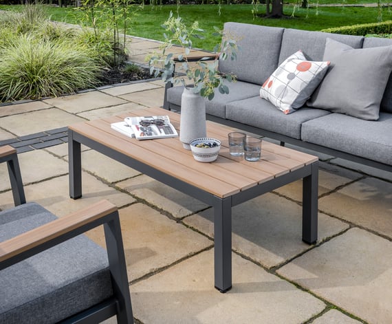 Easton Garden Lounge Set Rattan Dark Grey