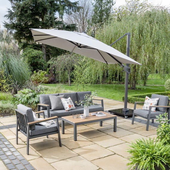 Easton Outdoor Rattan Lounge Set Dark Grey