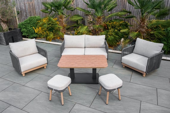 Norfolk Collection Buxton Rope Weave 2 Seater Sofa Set with Coffee Table and 2 Stools1