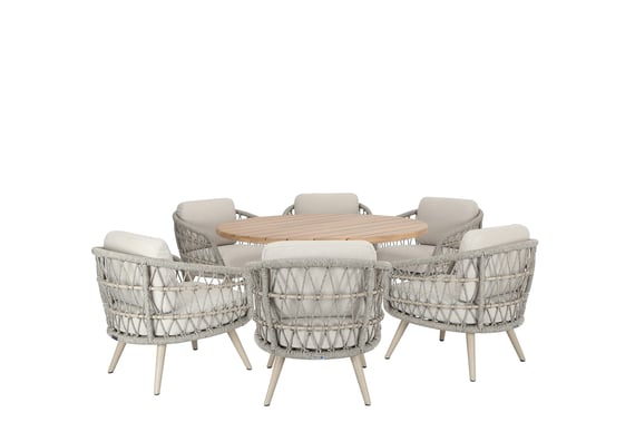 Salora 6 Seat Garden Dining Vargo Lounge Chair Set