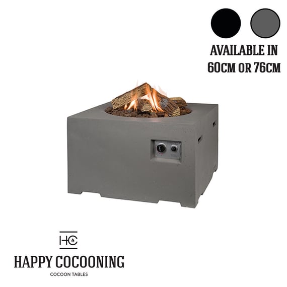 Happy Cocoon 76cm Square Grey Fire Pit