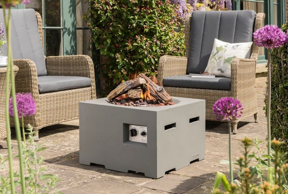 Happy Cocoon 60cm Small Square Grey Fire Pit