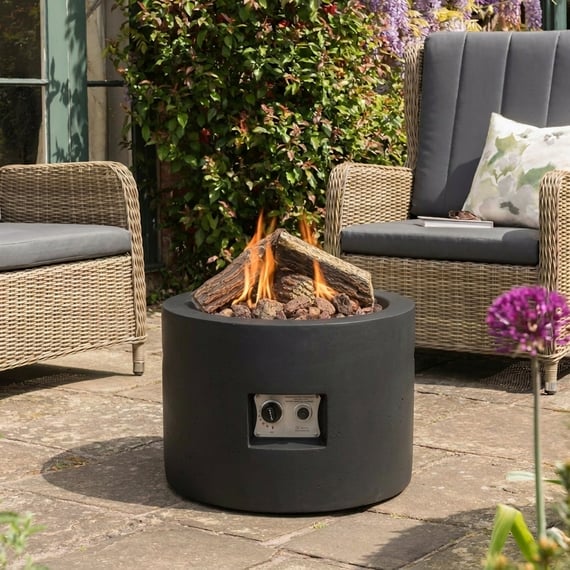 Happy Cocoon 61cm Round Black Fire Pit