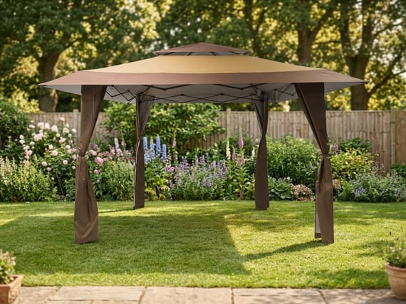 garden must haves got it covered 4m pop up gazebo taupe lifestyle