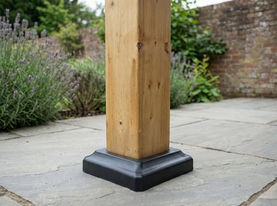 Ottawa Pergola - Cedar Post Base with Black Plinth Detail
