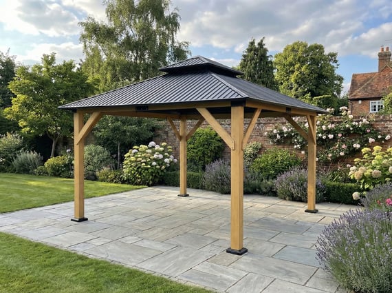 Norfolk Collection Ottawa 3.6m x 4m Cedar Wood Gazebo with Double Roof