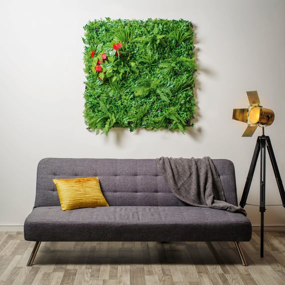 1x1m Artificial Living Wall Ivy Fern and Anthurium