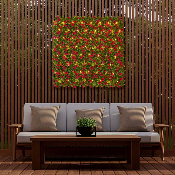 1x1m Artificial Living Wall Ivy Fern and Anthurium
