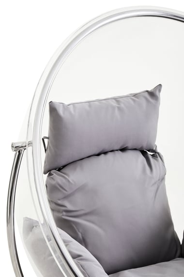 Goa Clear Swing Chair With Grey Cushions Detail 04