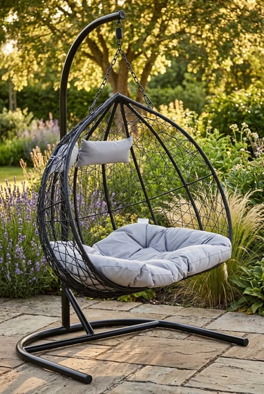 Goa Black Rattan Effect Double Hanging Chair