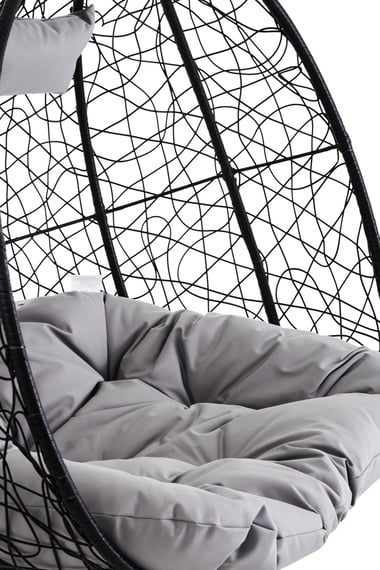 Goa Black Rattan Effect Double Hanging Chair Detail 03