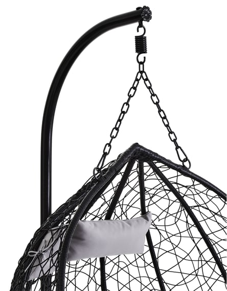Goa Black Rattan Effect Double Hanging Chair Detail 04