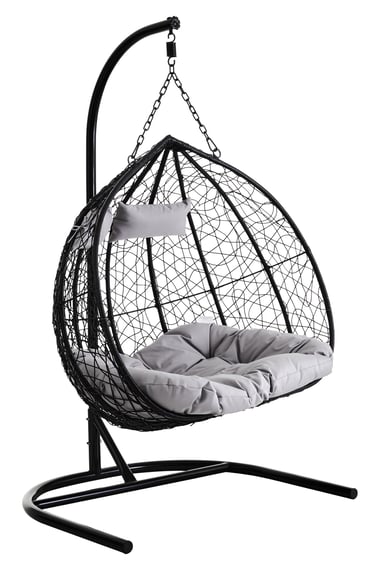 Goa Black Rattan Effect Double Hanging Chair Garden Furniture