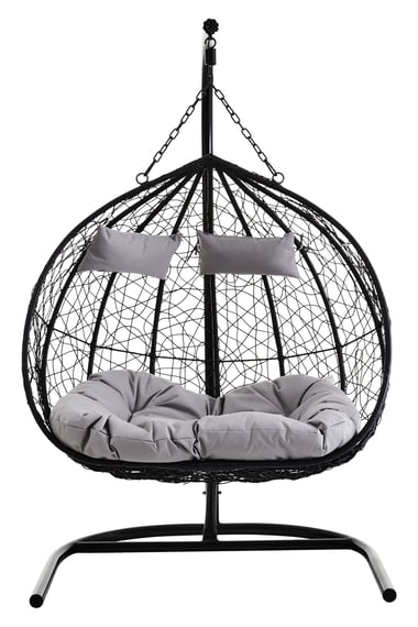 Goa Black Rattan Effect Double Hanging Chair Style 03
