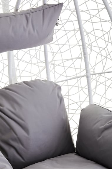 Goa White Rattan Effect Hanging Chair Detail 03