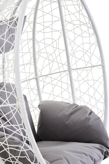 Goa White Rattan Effect Hanging Chair Detail 04