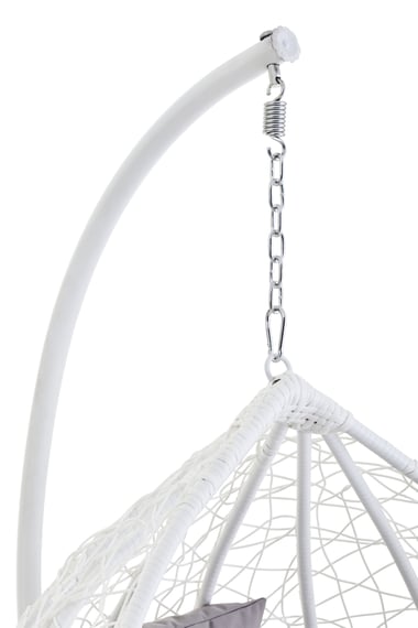 Goa White Rattan Effect Hanging Chair Detail 05