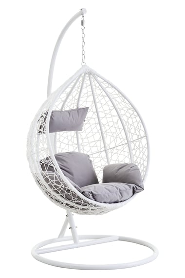 Goa White Rattan Effect Hanging Chair Garden Furniture