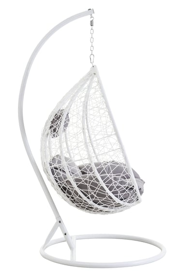 Goa White Rattan Effect Hanging Chair Style 02