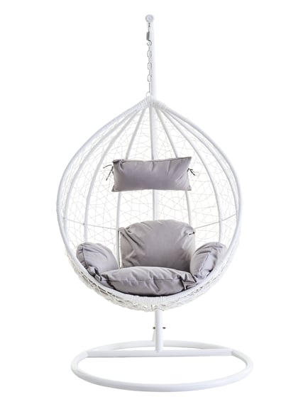 Goa White Rattan Effect Hanging Chair Style 03