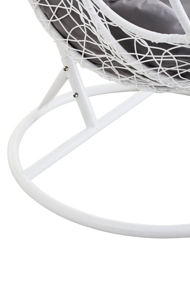 Goa White Rattan Effect Hanging Chair With Grey Cu Detail 01