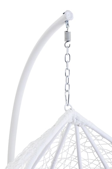 Goa White Rattan Effect Hanging Chair With Grey Cu Detail 05