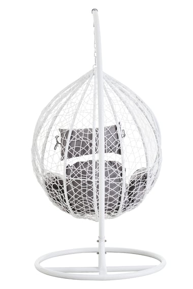Goa White Rattan Effect Hanging Chair With Grey Cu Style 01