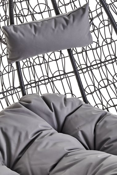 Goa Black Rattan Effect Double Hanging Chair With Detail 03