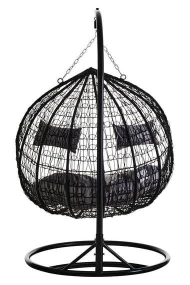 Goa Black Rattan Effect Double Hanging Chair With Style 01