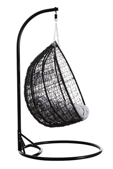 Goa Black Rattan Effect Double Hanging Chair With Style 02