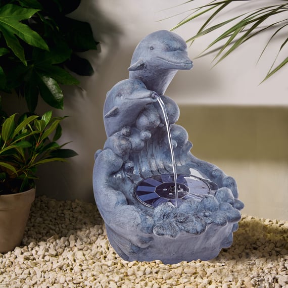 4 LED 47cmSolar Playing Dolphins Water Feature