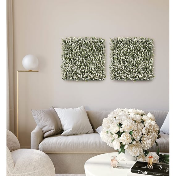 50x50cm Artificial Living Wall White Buxus