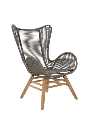 Sisal Grey Rope Lounge Chair And Footstool Style 01