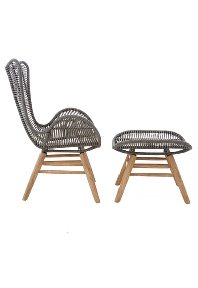 Sisal Grey Rope Lounge Chair And Footstool Style 04